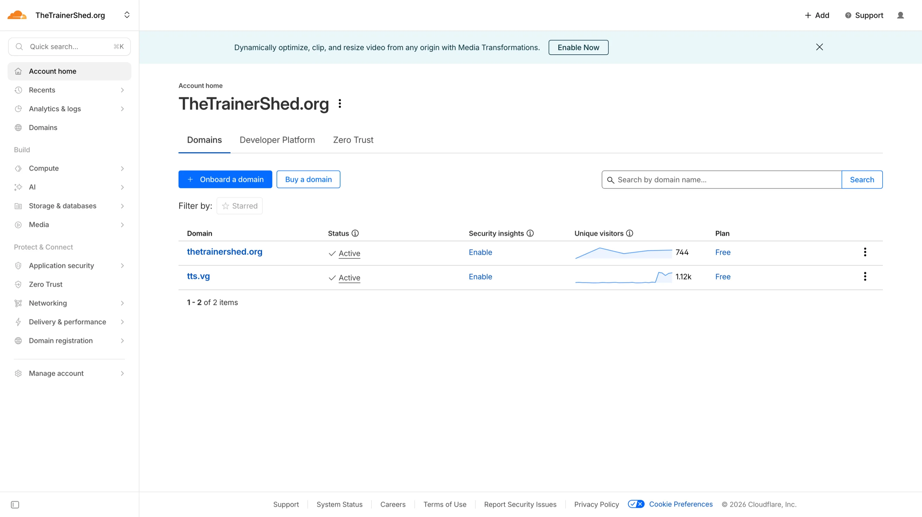 Cloudflare Account Home - click Developer Platform tab