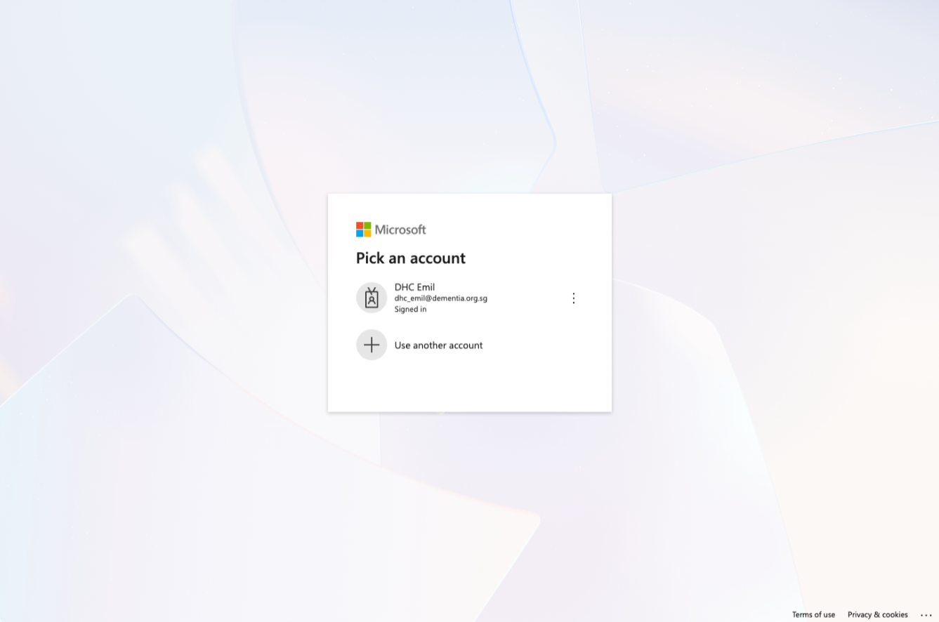 Microsoft account picker - choose your work account